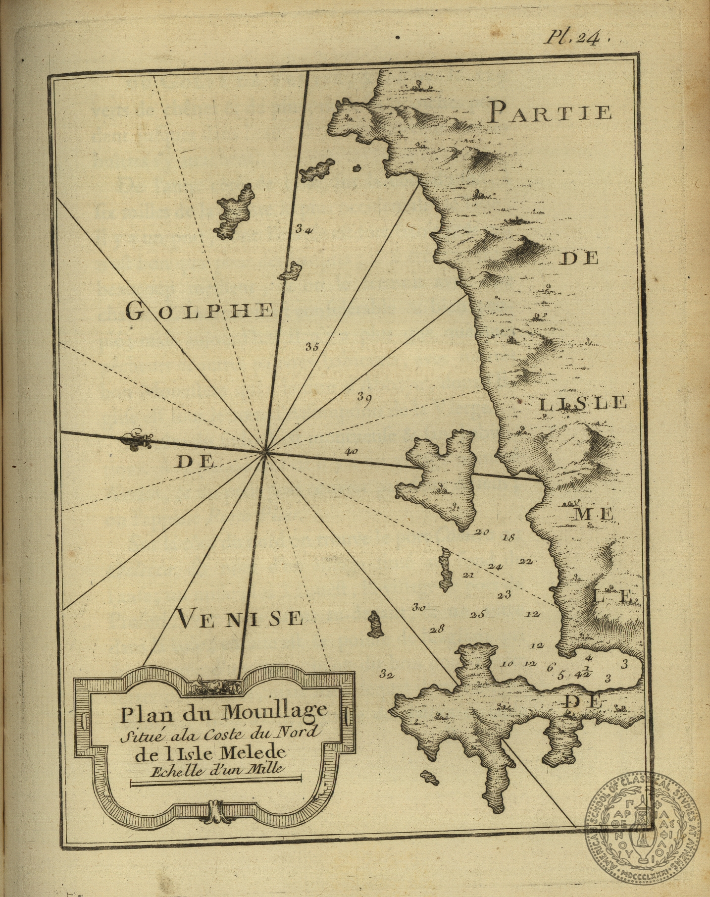 Plan du mouillage situe a la coste du nord de l' isle Melede
